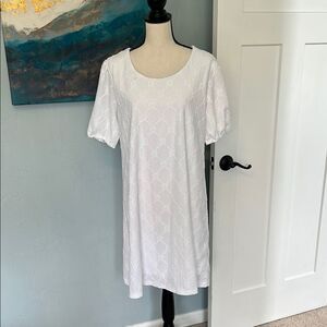 Susan Graver Petite Knit Eyelet Elbow Sleeve Fully Lined Dress *slight flaw*